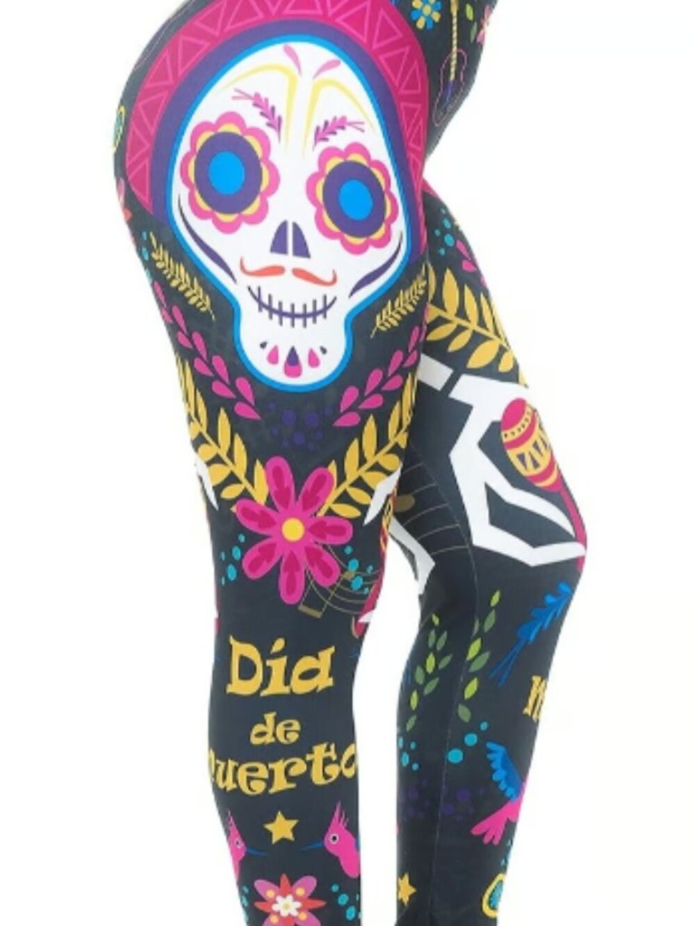 Women's Halloween Day of the Dead Plus Size Full Length Leggings~2X-5X~16-24